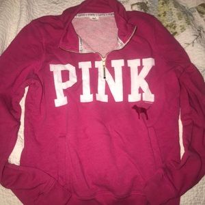 Pink Half Zip-Up Sweatshirt